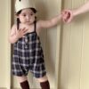 韓版夏季73~90cm - 格紋肩帶連身衣