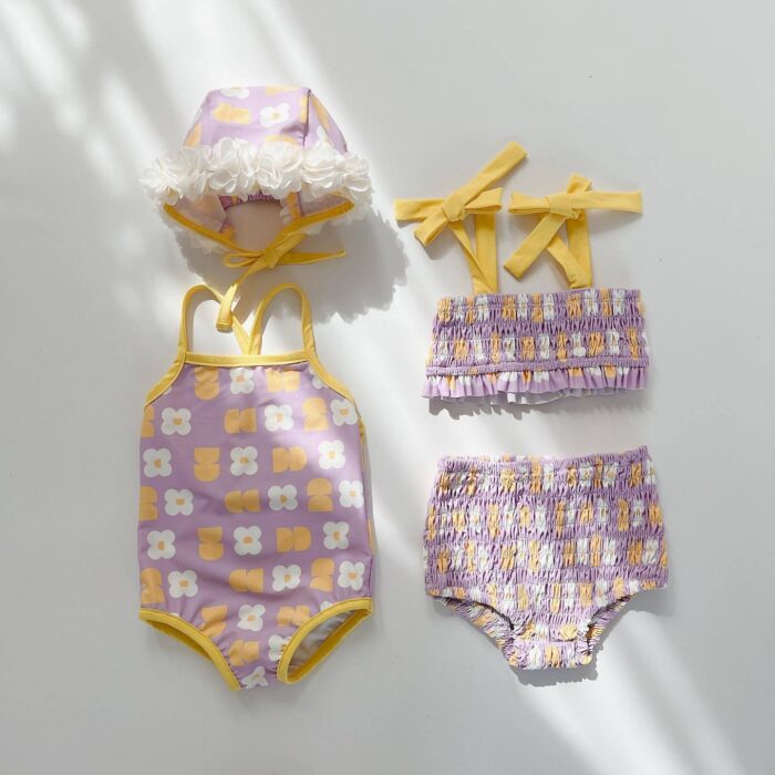 夏日泳裝66~100cm - 超可愛花朵泳衣含帽子 / 六款：圖片 3