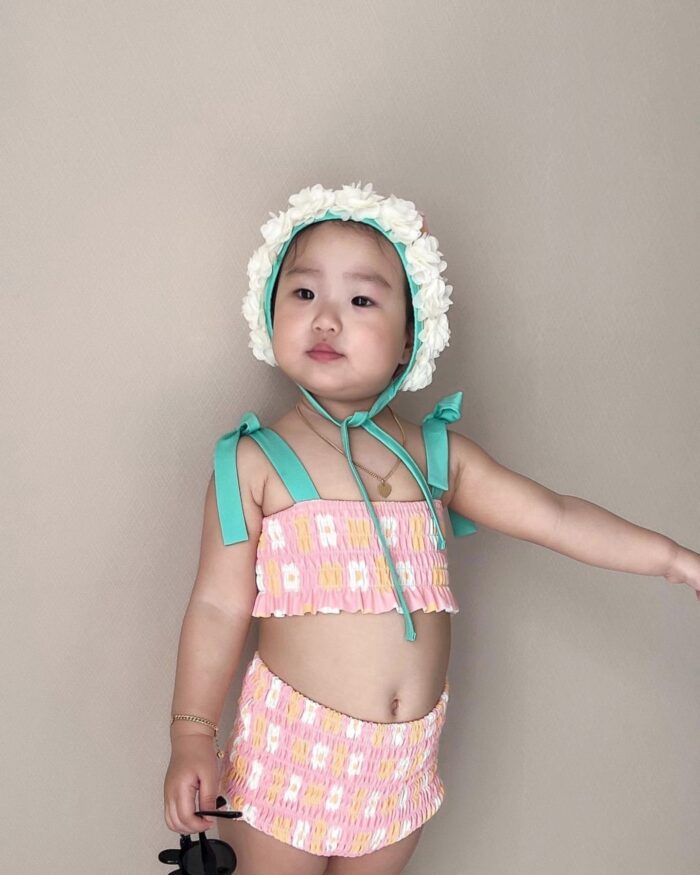 夏日泳裝66~100cm - 超可愛花朵泳衣含帽子 / 六款：圖片 7
