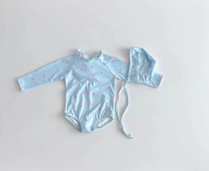 夏日泳裝66~100cm -  防曬連身泳裝含帽子 / 二色：圖片 5