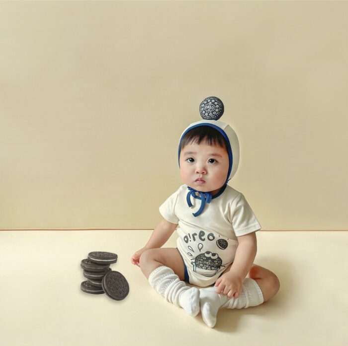 韓版夏季66~90cm - 巧克力造型包屁衣含帽子：圖片 6