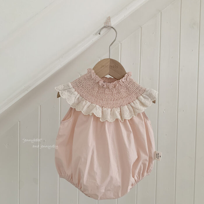 韓版夏季73~90cm - 甜美可愛花邊領包屁衣