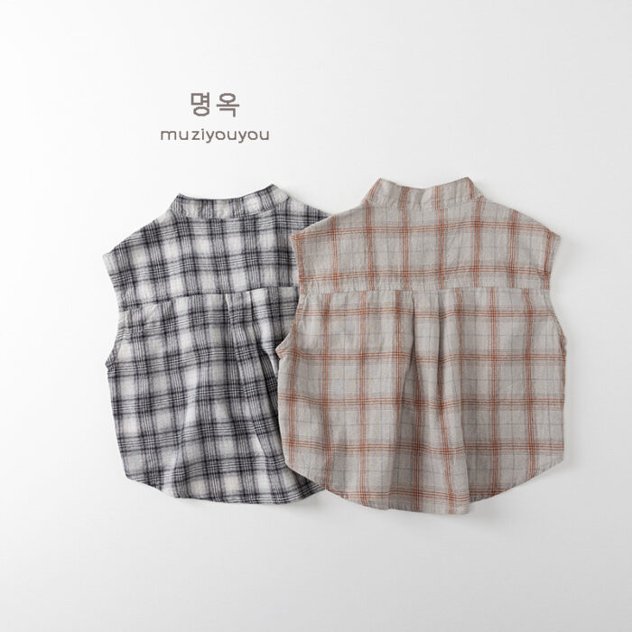 韓版夏季80~130cm - 格紋背心 / 二色：圖片 3