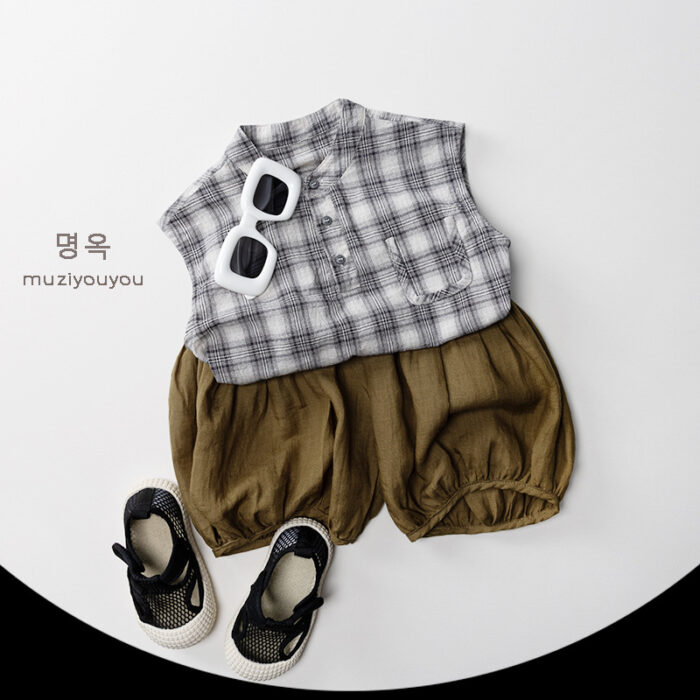 韓版夏季80~130cm - 格紋背心 / 二色：圖片 5