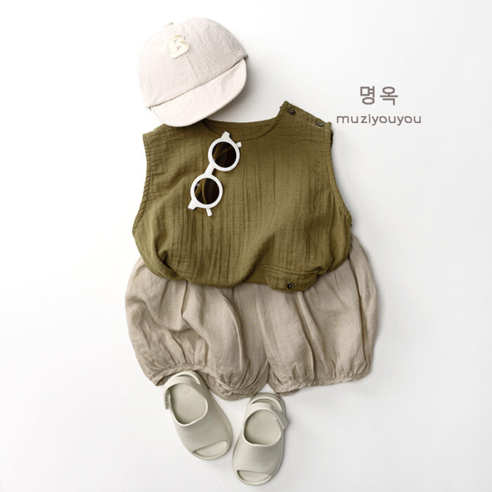 韓版夏季80~130cm - 日系無印背心 / 二色：圖片 5