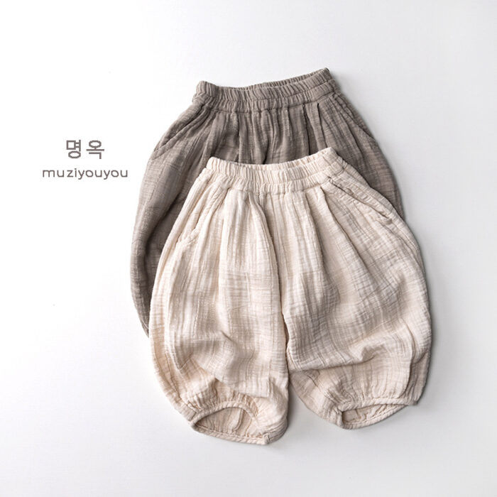 韓版夏季80~130cm - 日系無印紗棉褲 / 二色