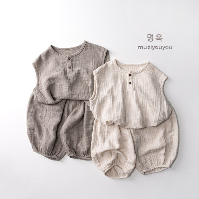 韓版夏季80~130cm - 日系無印紗棉褲 / 二色：圖片 2