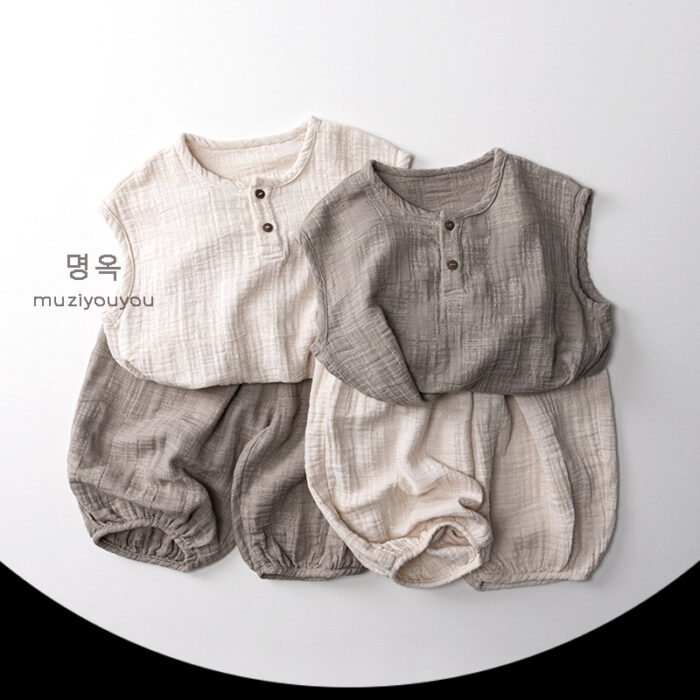 韓版夏季80~130cm - 日系無印紗棉褲 / 二色：圖片 5