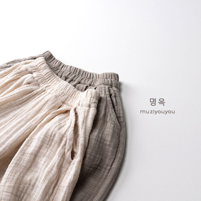 韓版夏季80~130cm - 日系無印紗棉褲 / 二色：圖片 6