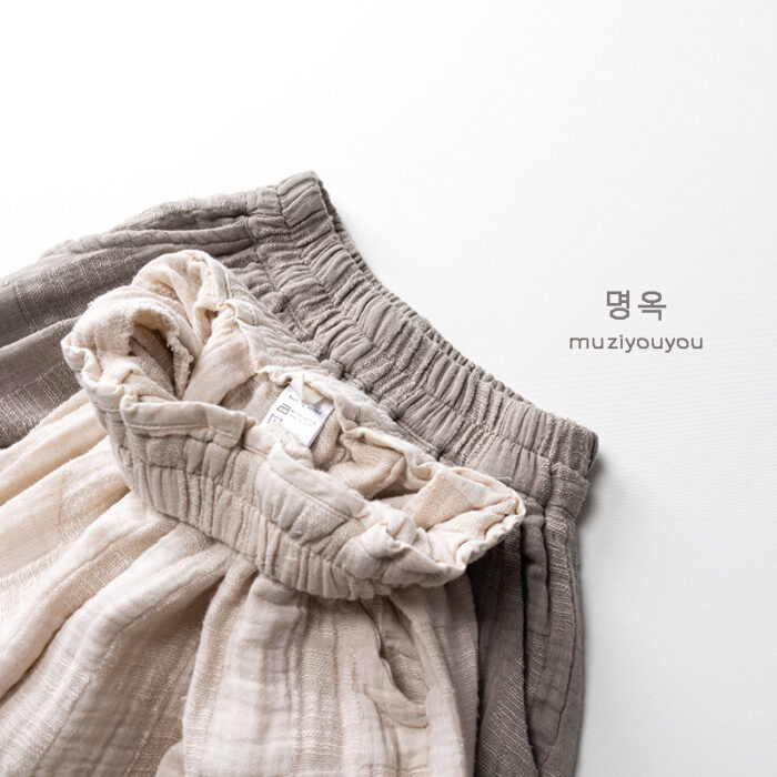 韓版夏季80~130cm - 日系無印紗棉褲 / 二色：圖片 7