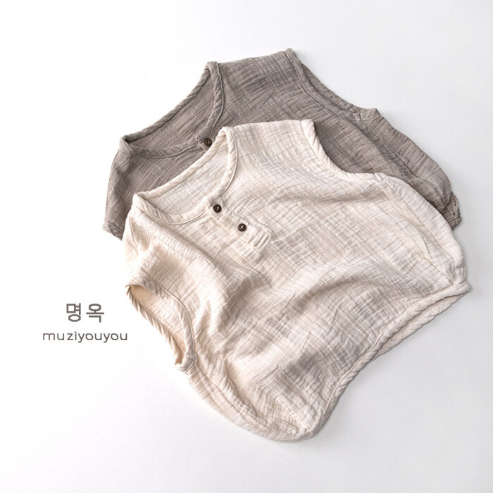 韓版夏季80~130cm - 日系無印兩釦背心 / 二色