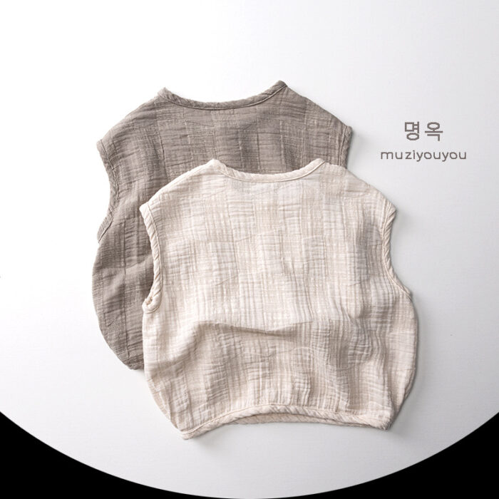 韓版夏季80~130cm - 日系無印兩釦背心 / 二色：圖片 3