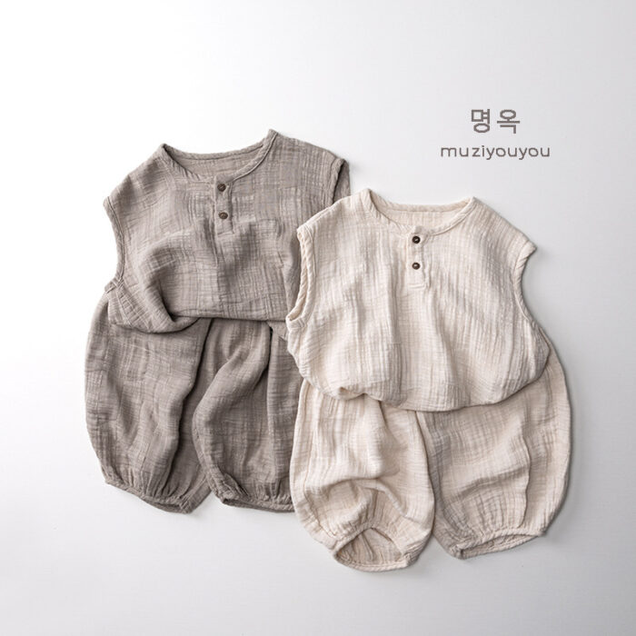 韓版夏季80~130cm - 日系無印兩釦背心 / 二色：圖片 4