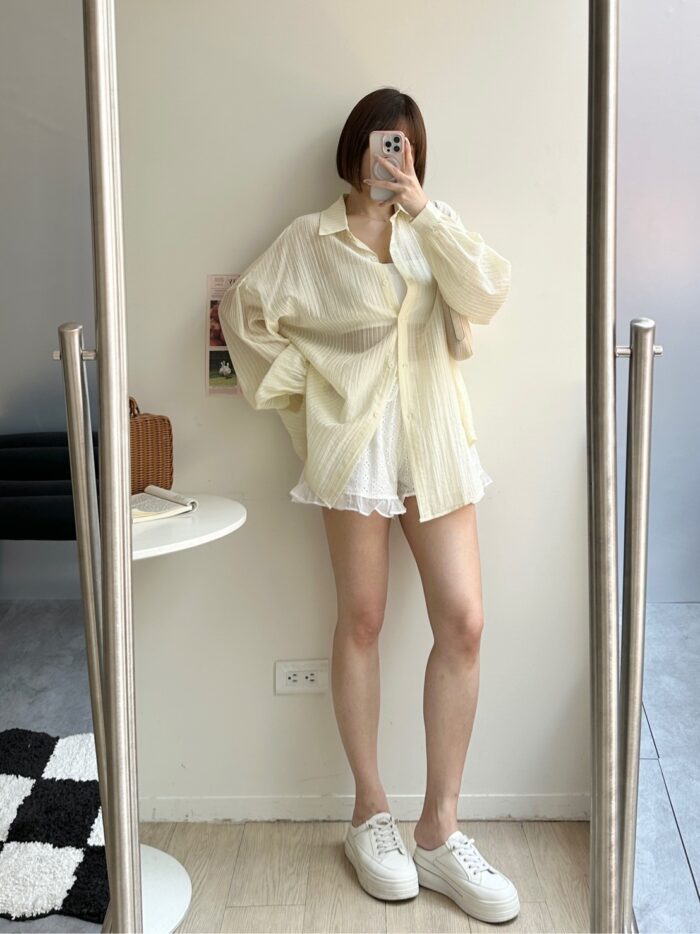 韓版女裝 - 透膚線條防曬襯衫 / 三色：圖片 5