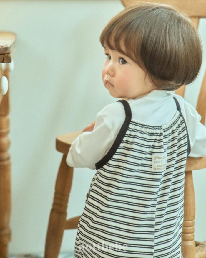 正韓秋季1~7y - 橫條背心連身褲 / 三色：圖片 7