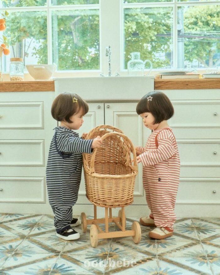 正韓秋季1~7y - 橫條背心連身褲 / 三色：圖片 2