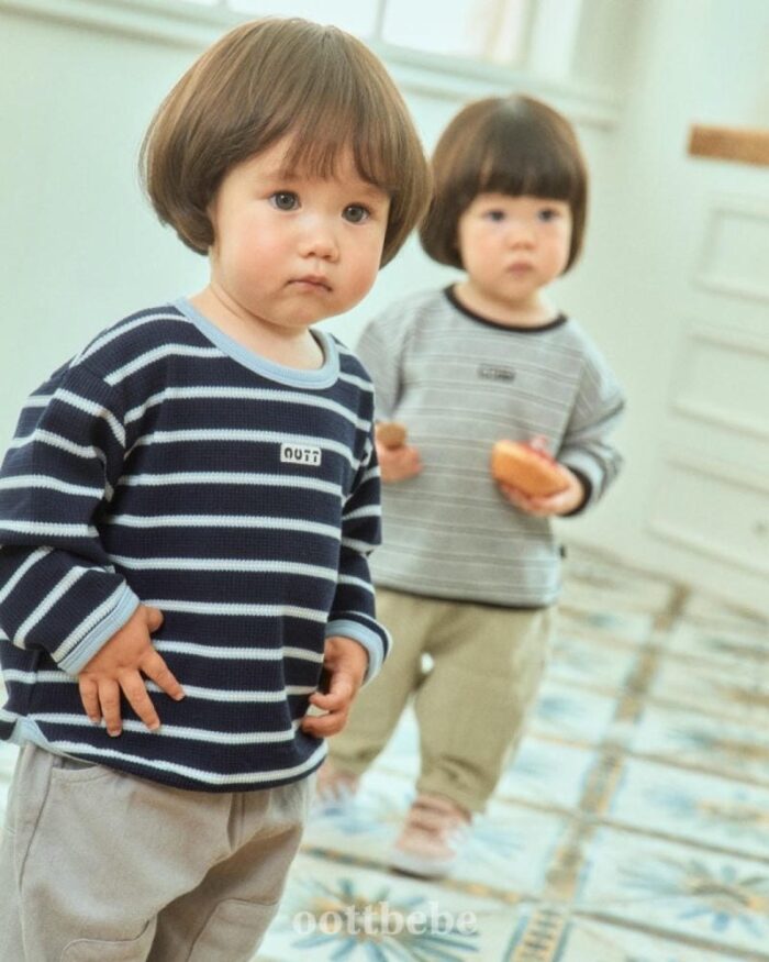 正韓秋季1~7y - 橫條上衣 / 二色：圖片 3