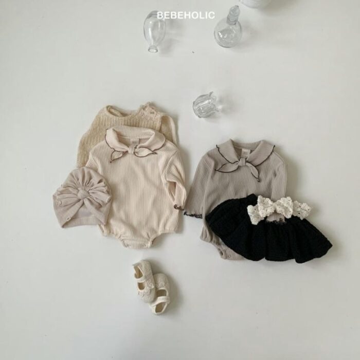 正韓秋季3~18m - 可愛領巾包屁衣 / 二色：圖片 5
