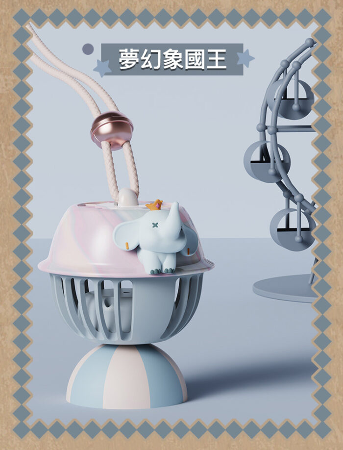 超可愛馬戲團造型掛脖迷你風扇 / 三色：圖片 6