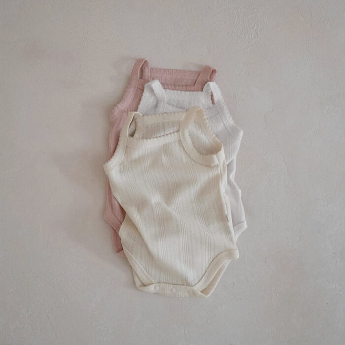 韓版夏季66~90cm -透氣柔軟提花包屁衣 / 三色