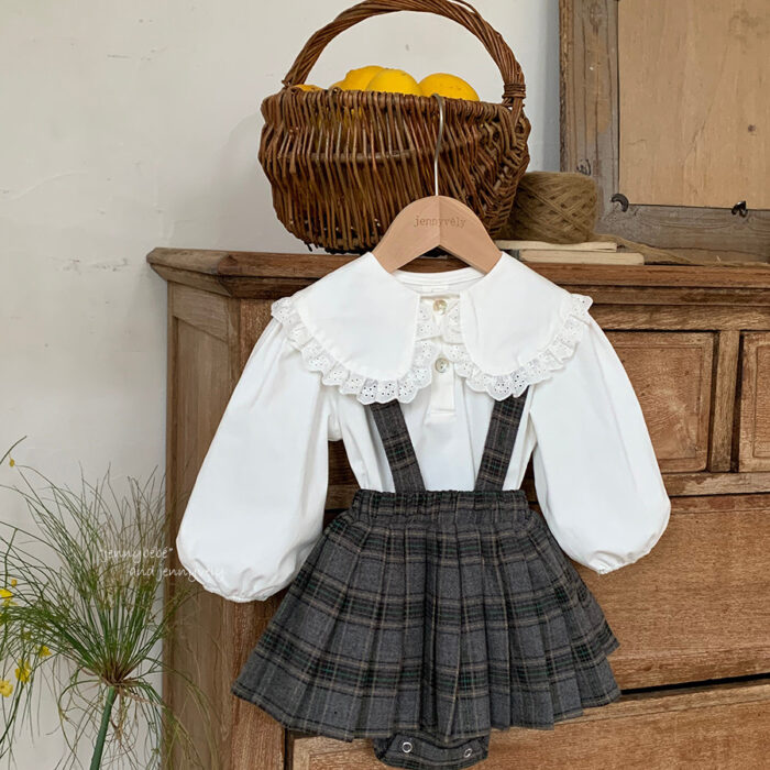 韓版夏季73~100cm - 蕾絲上衣/格紋吊帶包屁裙