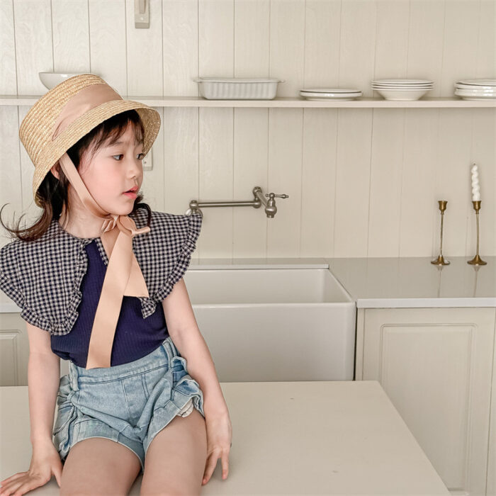 韓版夏季80~130cm - 森林日系荷葉大領片上衣 / 二色：圖片 7