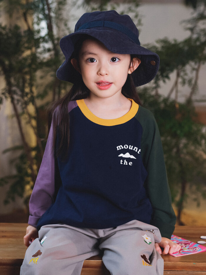 凹豆秋季100~150cm - 拚色可愛小icon 上衣 / 三色：圖片 2