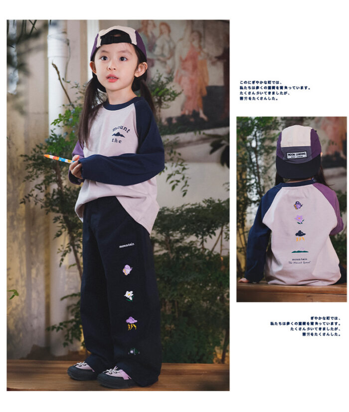 凹豆秋季100~150cm - 拚色可愛小icon 上衣 / 三色：圖片 5