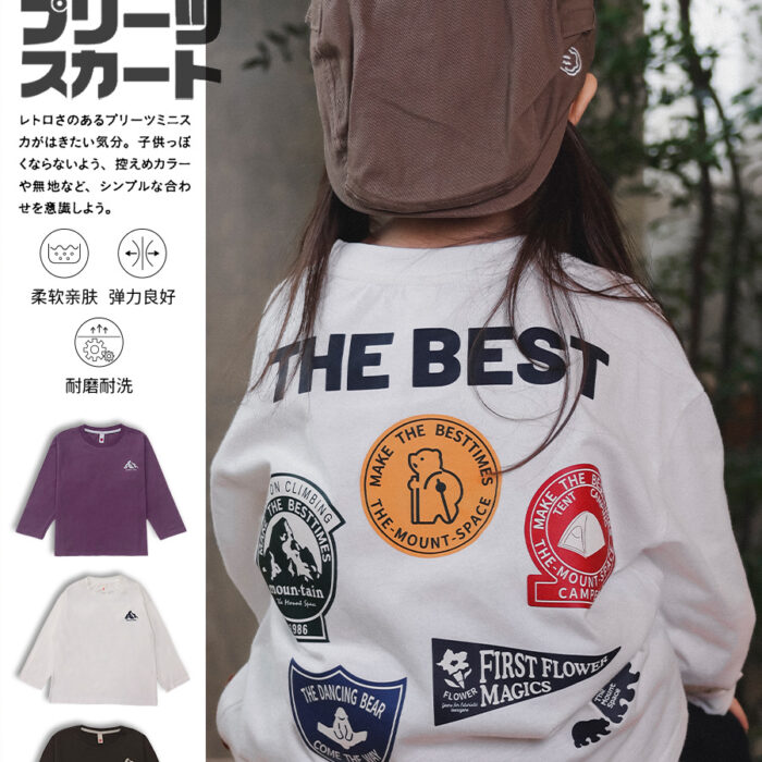 凹豆秋季100~150cm - 露營標籤上衣 / 三色