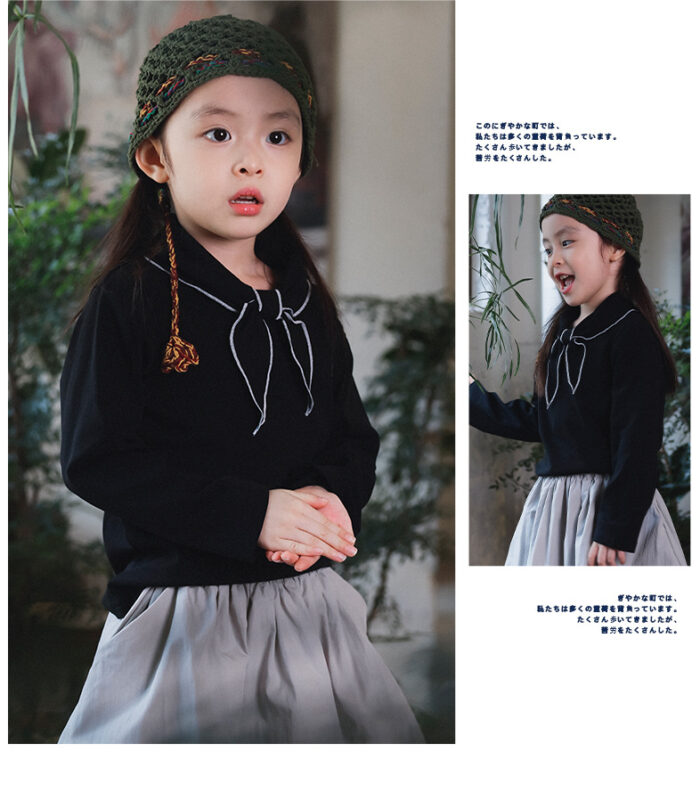 凹豆秋季100~150cm - 可愛百搭領巾修身上衣 / 三色：圖片 8
