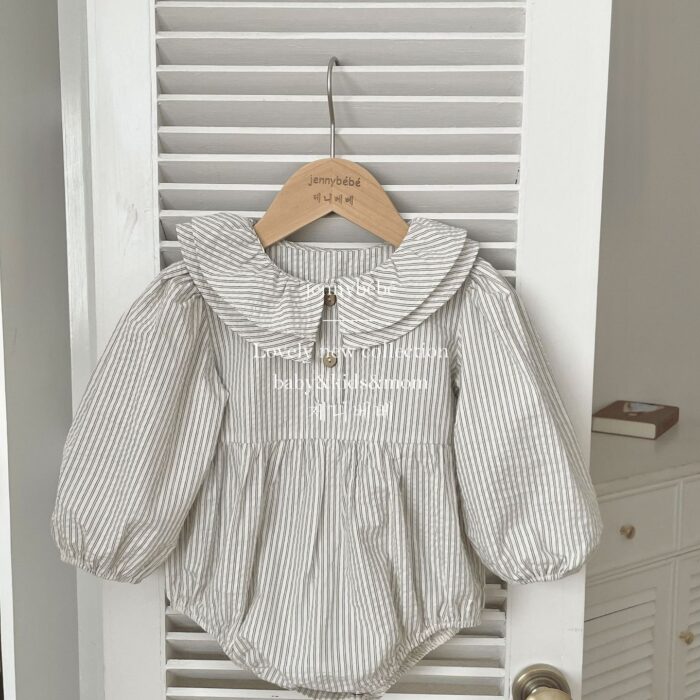 韓版秋季 66~90cm - 條紋包屁衣