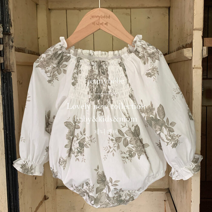 韓版秋季 66~90cm - 復古花包屁衣