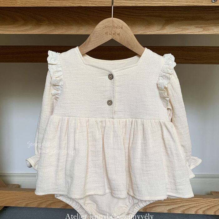 韓版秋季 66~90cm - 小蕾絲飛翼包屁衣