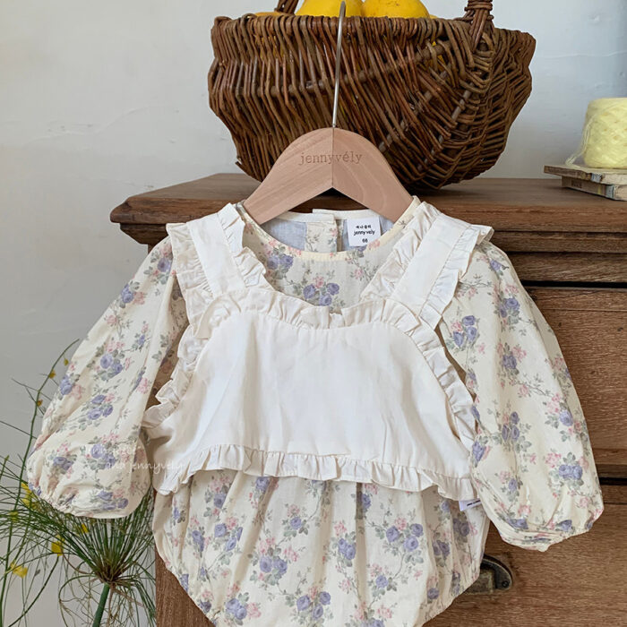 韓版秋季 66~90cm - 碎花小馬甲包屁衣