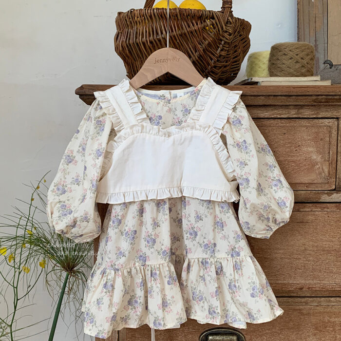 韓版秋季 80~120cm - 碎花小馬甲洋裝