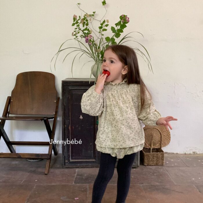 韓版秋季 73~100cm - 森林系小碎花套裝 (上衣+下褲)