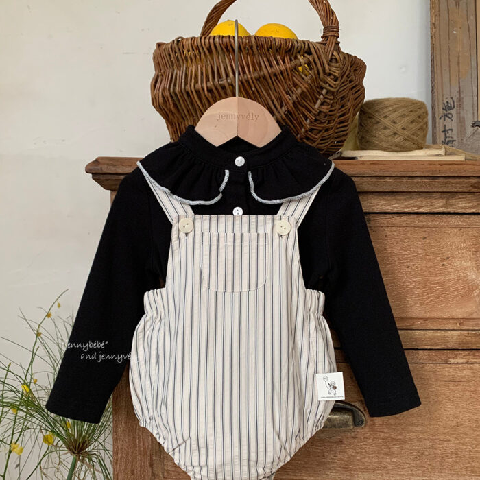 韓版秋季 66~90cm - 蕾絲領包屁衣