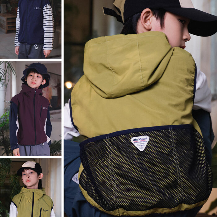 凹豆秋季110~170cm - 戶外速乾連帽背心 / 三色