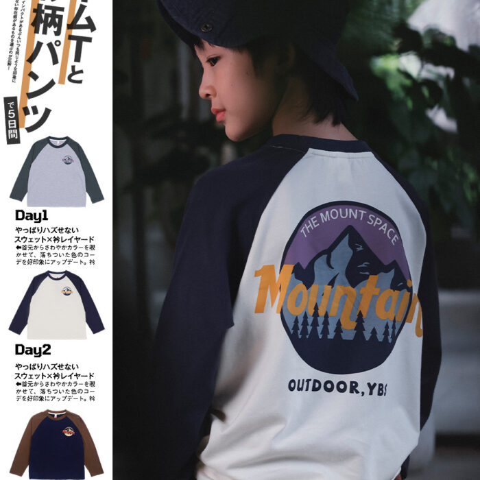 凹豆秋季110~170cm - 拚色山系上衣 / 三色