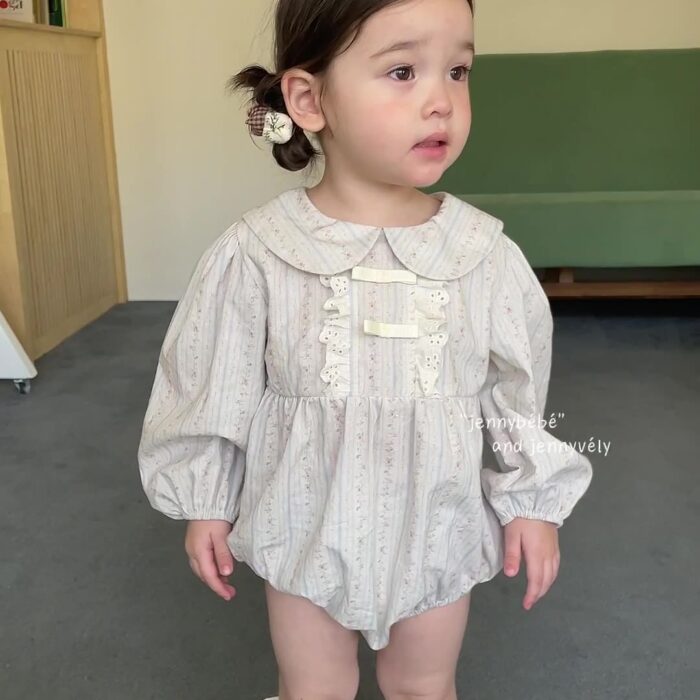 韓版秋季 66~90cm - 碎花小圓領包屁衣