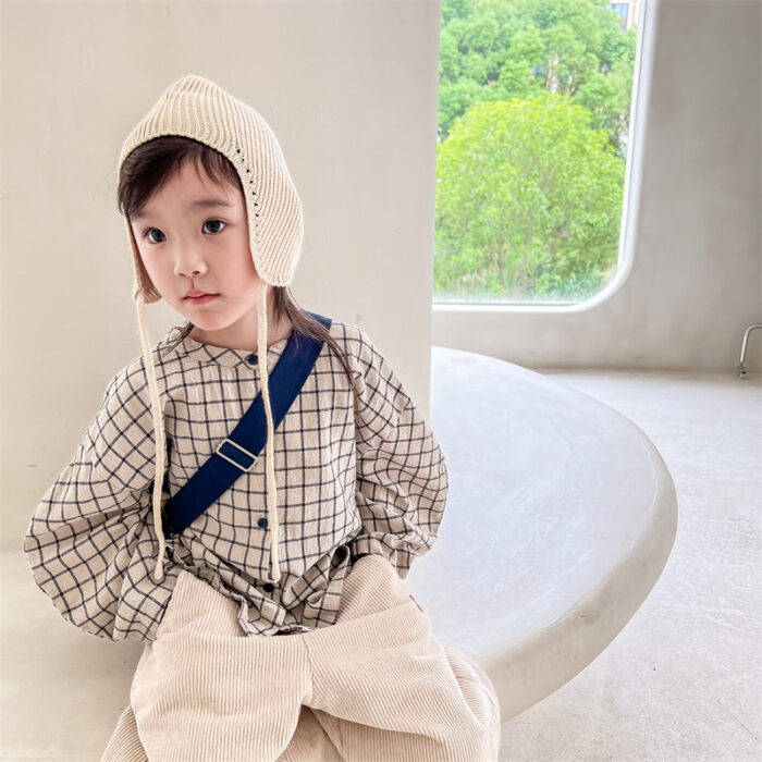 韓版秋季80~130cm - 方格襯衫 / 二色：圖片 3