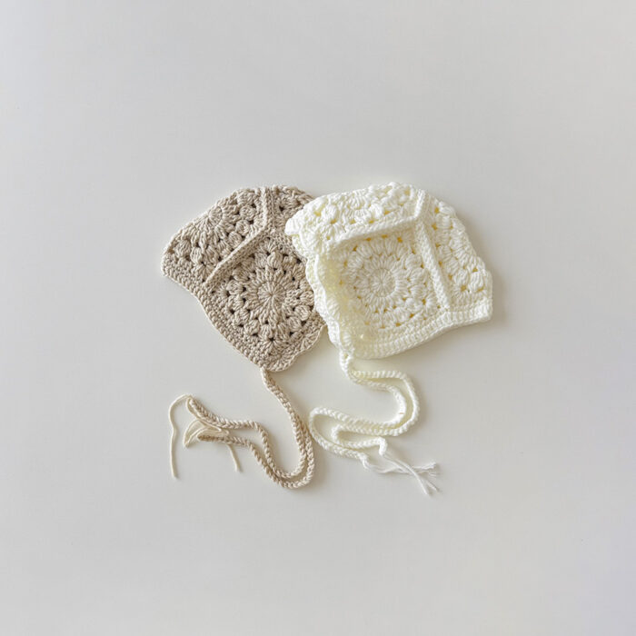 秋季童帽6m~2y - 超美針織綁帶帽 / 四色
