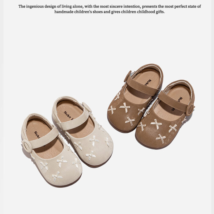 12.5~15.5cm - 蝴蝶結鹿皮公主鞋 / 二色