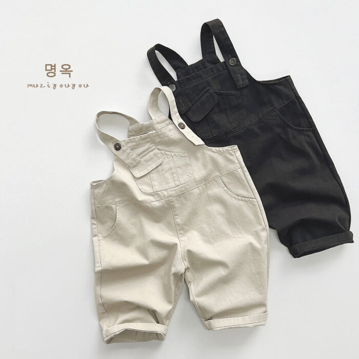 韓版秋季80~130cm - 中性百搭吊帶褲 / 二色