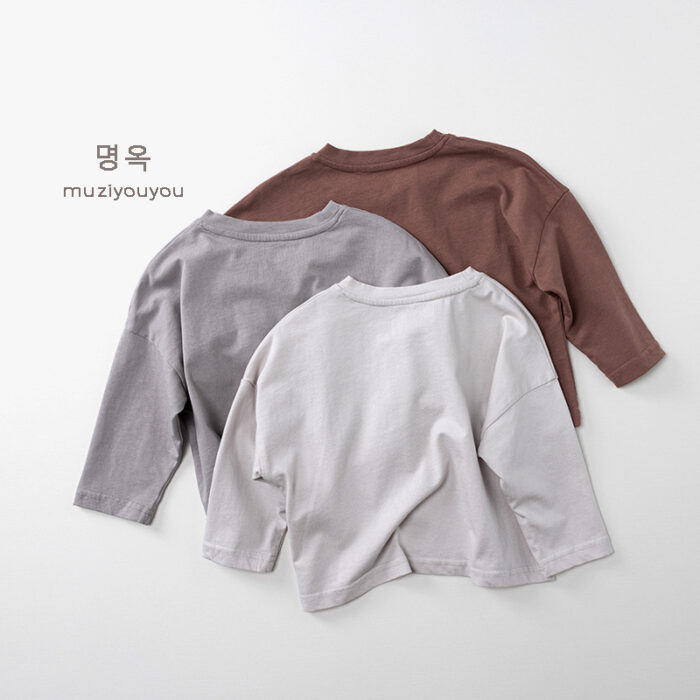 韓版秋季80~130cm - 英文印花休閒百搭上衣 / 三色：圖片 5