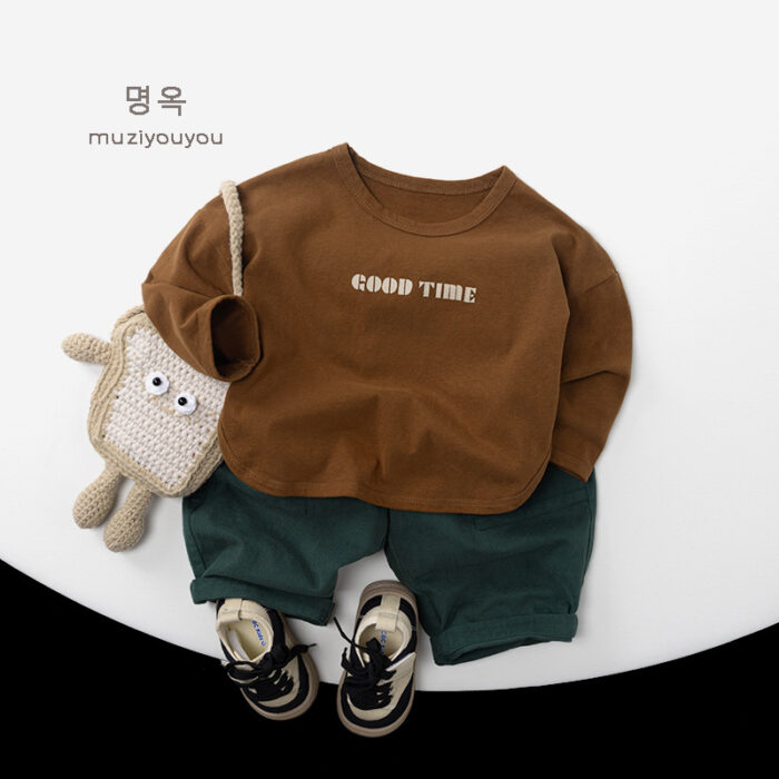 韓版秋季80~130cm - Good time 印花上衣 / 三色：圖片 6