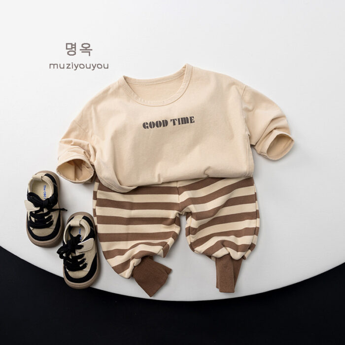 韓版秋季80~130cm - Good time 印花上衣 / 三色：圖片 5