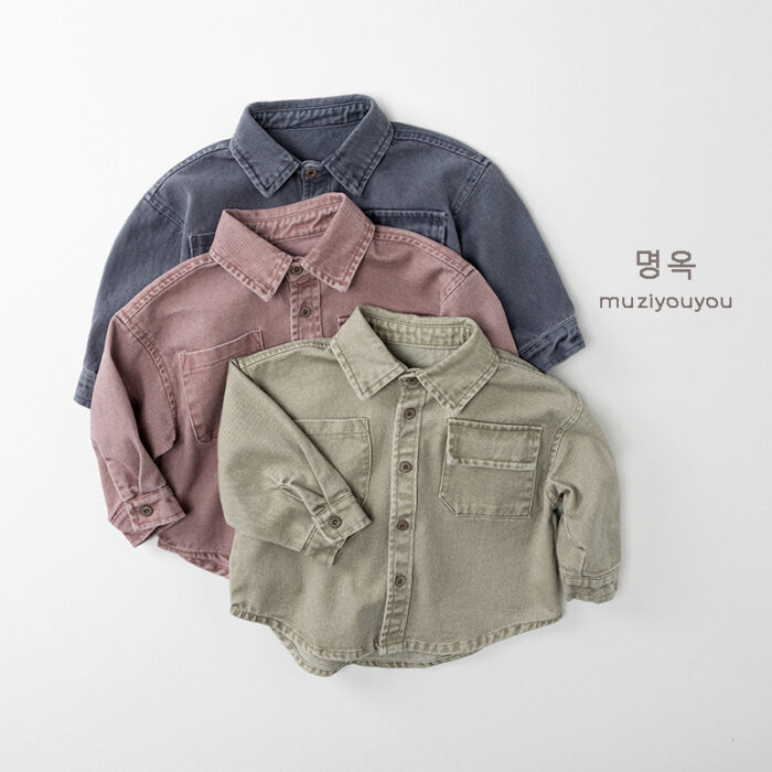 韓版秋季80~130cm - 水洗襯衫 / 三色：圖片 2