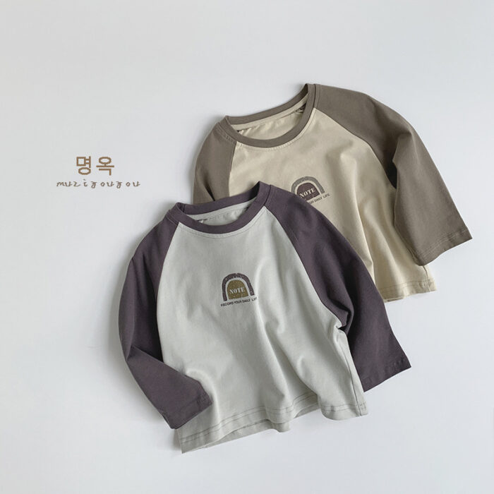 韓版秋季80~130cm - 拚色印花上衣 / 二色