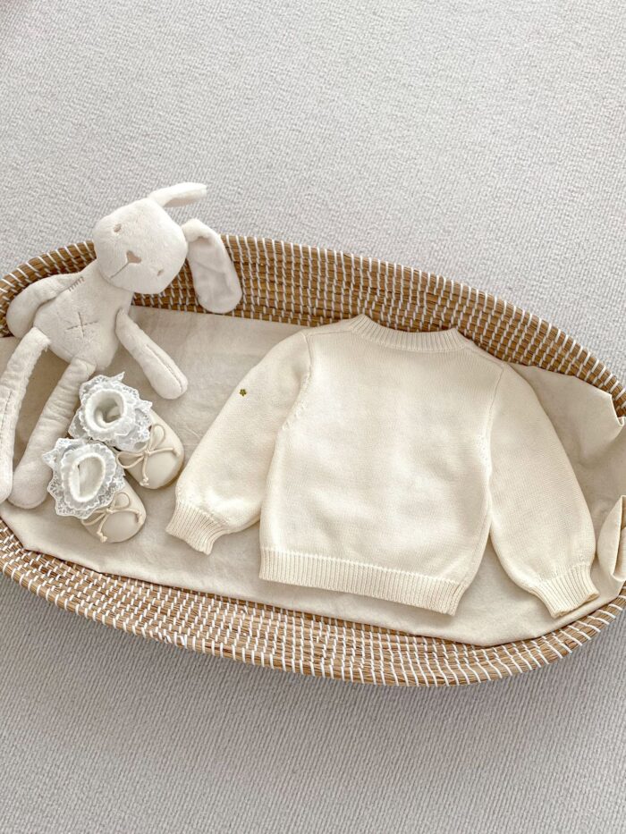 韓版秋季66~100cm - 花朵刺繡針織外套 / 襯衫：圖片 4